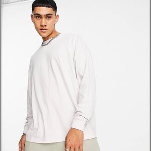 ASOS Cotton Blend oversized long sleeve T-shirt in cream